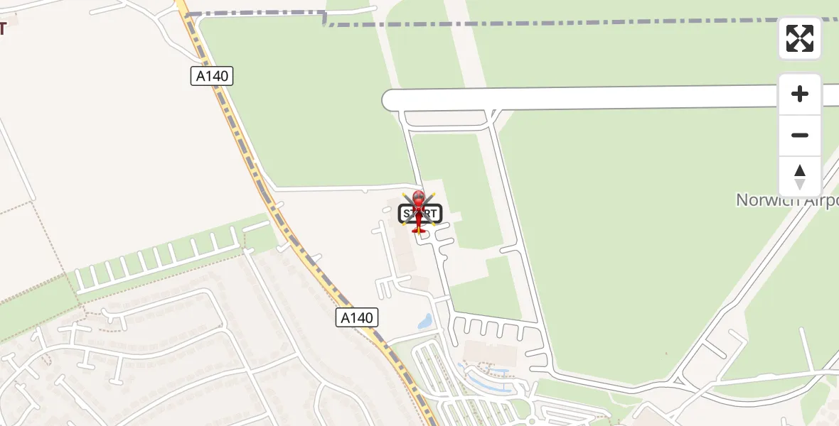 Flight route Air Ambulance Helicopter Norwich Airport - Norwich Airport, 12 September 2026, 15:17