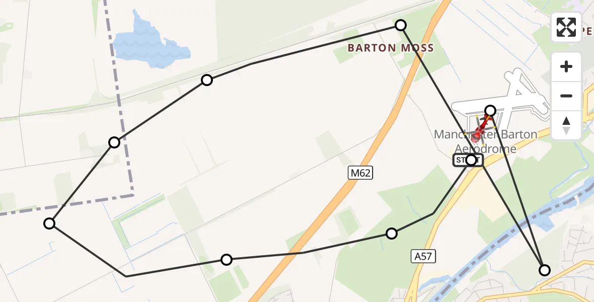 Flight route Air Ambulance Helicopter Manchester Barton Aerodrome - Manchester Barton Aerodrome, 12 September 2026, 17:12