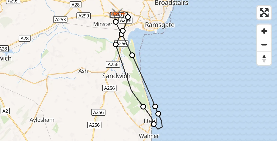 Flight route Coastguard Helicopter Manston Airport - Manston Airport, 12 September 2026, 17:31