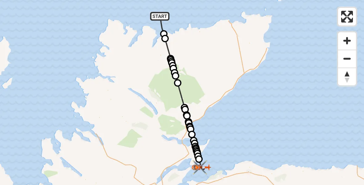 Flight route Coastguard Helicopter North Atlantic Ocean - North Sea, 12 September 2026, 20:37