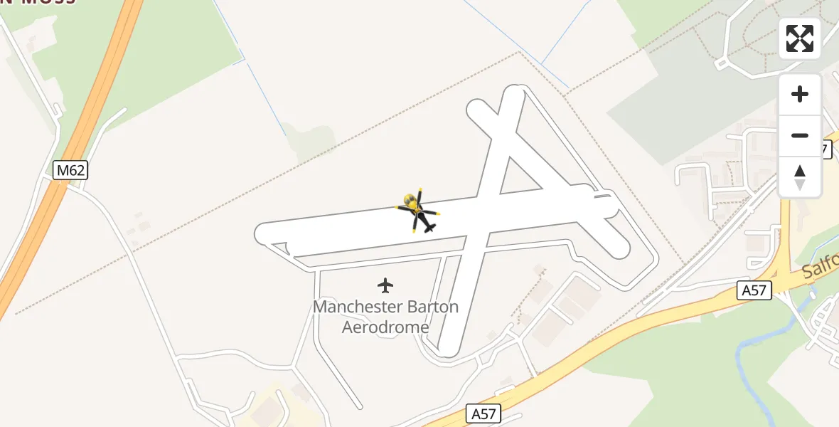 Flight route Police Helicopter Manchester Barton Aerodrome - Manchester Barton Aerodrome, 12 September 2026, 21:08