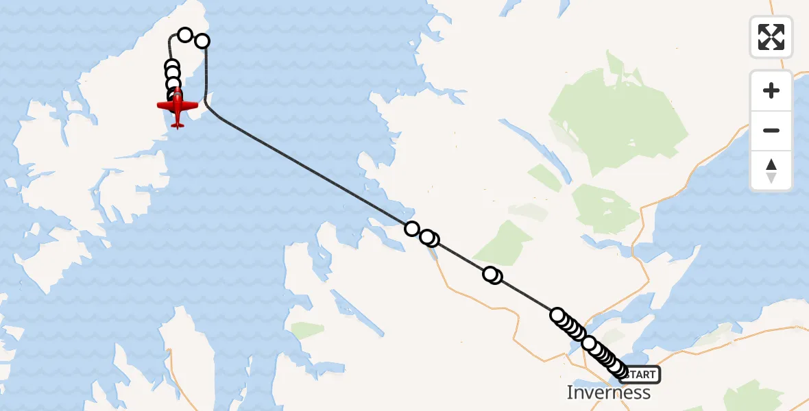 Flight route Air Ambulance Aircraft Inverness - Stornoway Airport, 12 September 2026, 21:33