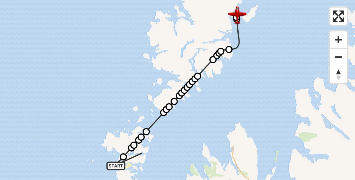 Flight route Air Ambulance Aircraft North Atlantic Ocean - Stornoway Airport, 12 September 2026, 23:38