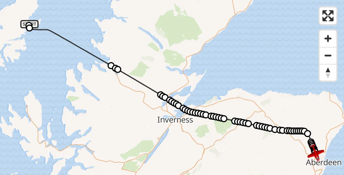 Flight route Air Ambulance Aircraft Stornoway Airport - Dyce and Stoneywood, 13 September 2026, 00:11