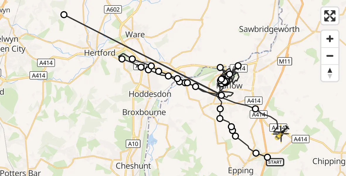 Flight route Police Helicopter North Weald Bassett - North Weald Bassett, 13 September 2026, 10:28