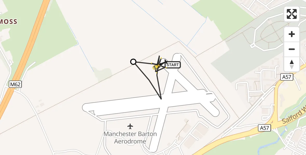 Flight route Police Helicopter Manchester Barton Aerodrome - Manchester Barton Aerodrome, 13 September 2026, 15:03
