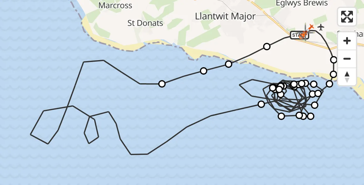 Flight route Coastguard Helicopter MOD St Athan - MOD St Athan, 13 September 2026, 15:52