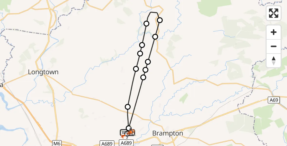 Flight route Coastguard Helicopter Carlisle Lake District Airport - Carlisle Lake District Airport, 13 September 2026, 17:01