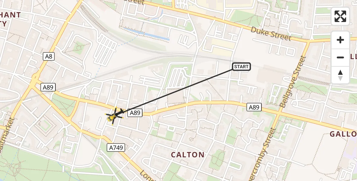 Flight route Police Helicopter Glasgow - Glasgow, 13 September 2026, 17:28