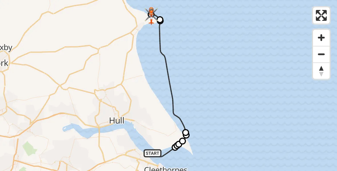 Flight route Coastguard Helicopter North Sea - Flamborough, 13 September 2026, 18:47