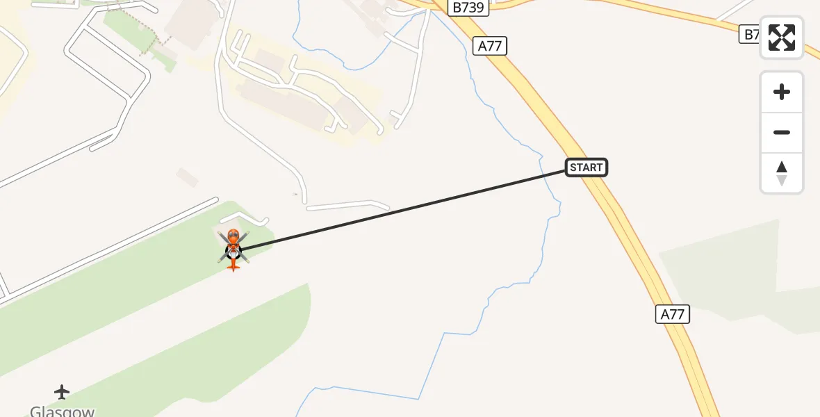 Flight route Coastguard Helicopter Prestwick - Glasgow Prestwick Airport, 13 September 2026, 23:20
