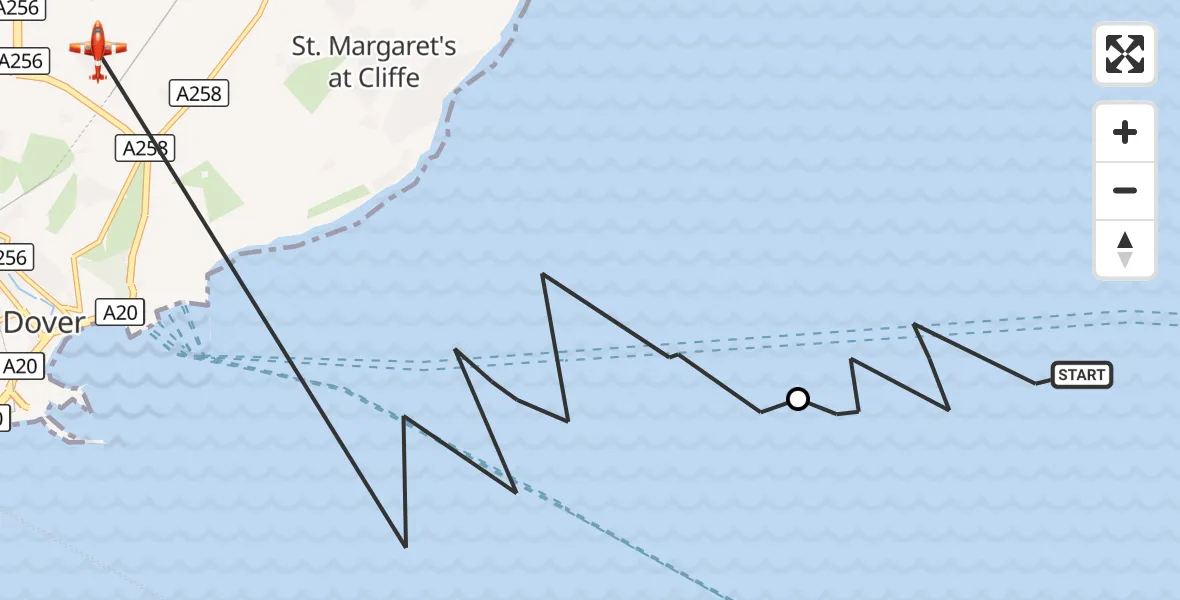 Flight route Coastguard Drone North Sea - Dover, 14 September 2026, 08:26