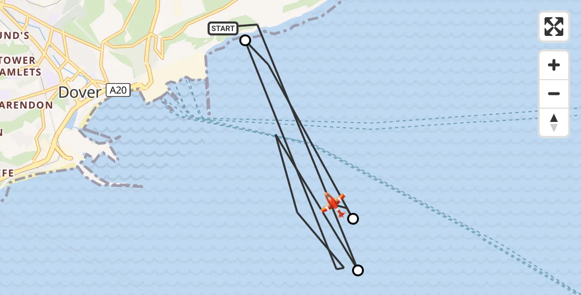 Flight route Coastguard Drone Dover - English Channel, 14 September 2026, 08:33