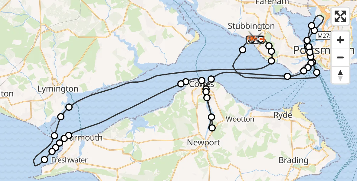 Flight route Coastguard Helicopter Solent Airport - Solent Airport, 14 September 2026, 14:26