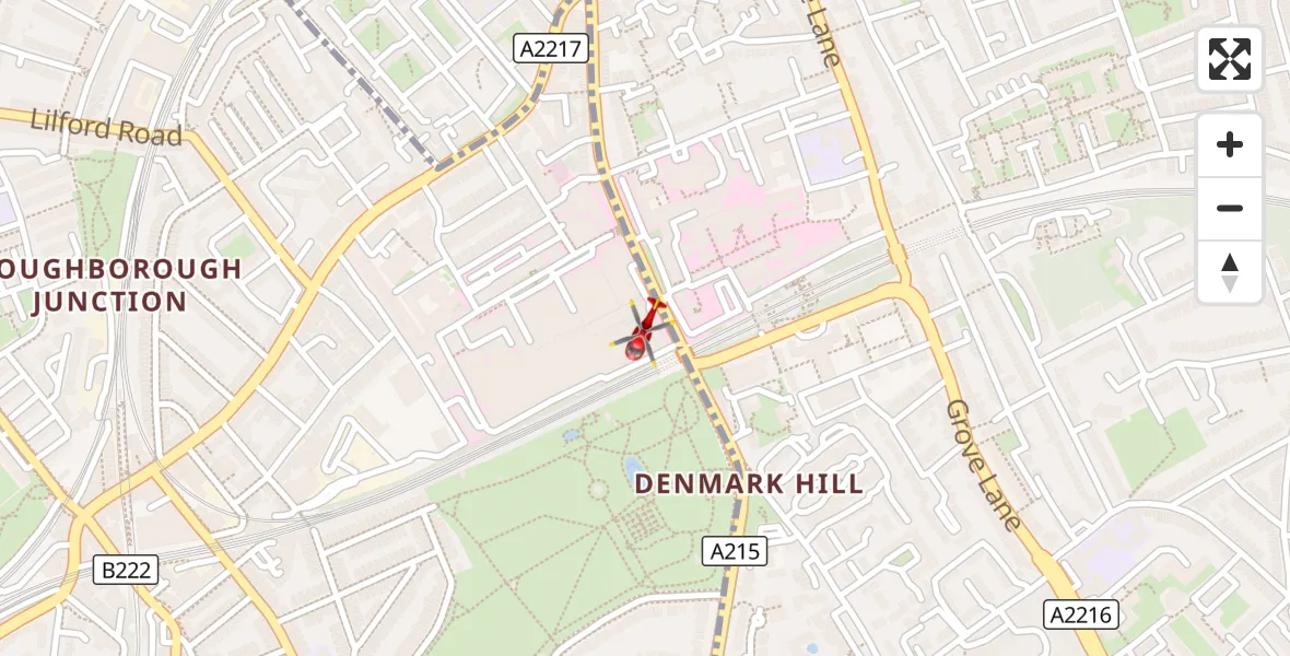 Flight route Air Ambulance Helicopter Kings College London Hospital - Kings College London Hospital, 14 September 2026, 14:31