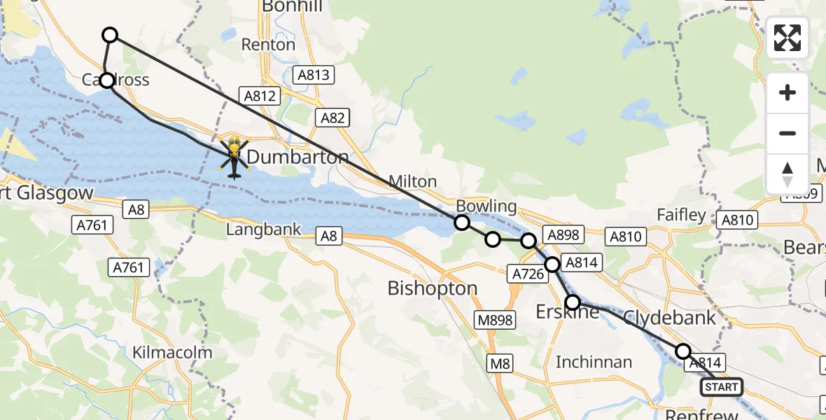Flight route Police Helicopter Renfrew - Inner Seas, 14 September 2026, 17:04