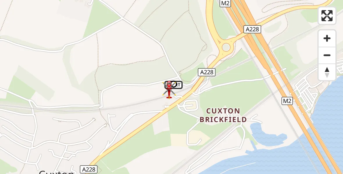 Flight route Air Ambulance Helicopter Borstal - Cuxton, 14 September 2026, 17:35