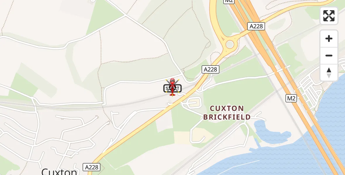 Flight route Air Ambulance Helicopter Borstal - Cuxton, 14 September 2026, 17:39