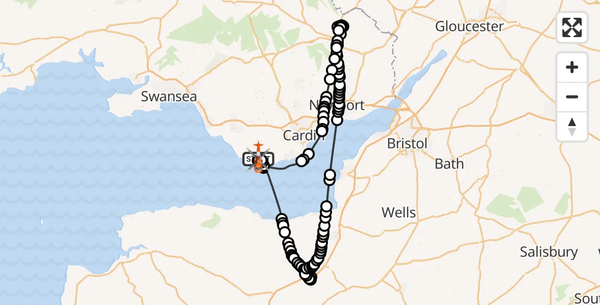Flight route Coastguard Helicopter MOD St Athan - MOD St Athan, 14 September 2026, 18:25