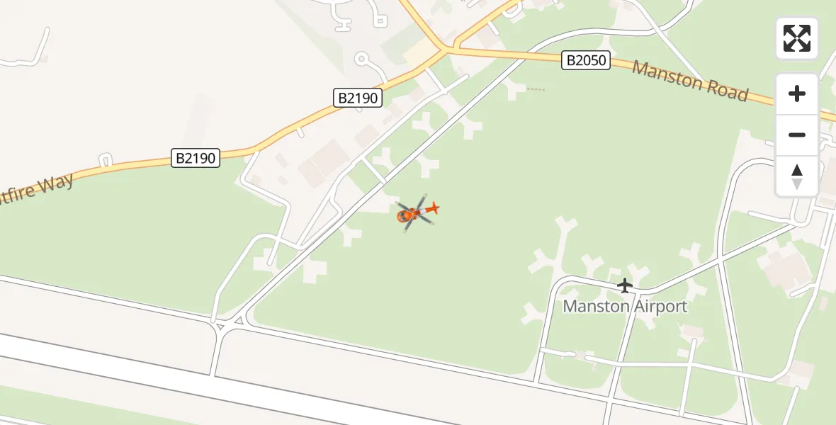 Flight route Coastguard Helicopter Manston Airport - Manston Airport, 14 September 2026, 19:57