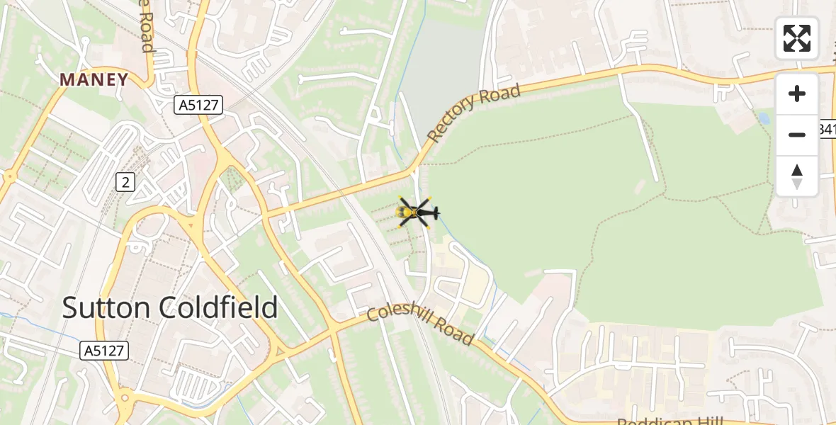 Flight route Police Helicopter Sutton Coldfield - Sutton Coldfield, 14 September 2026, 21:23