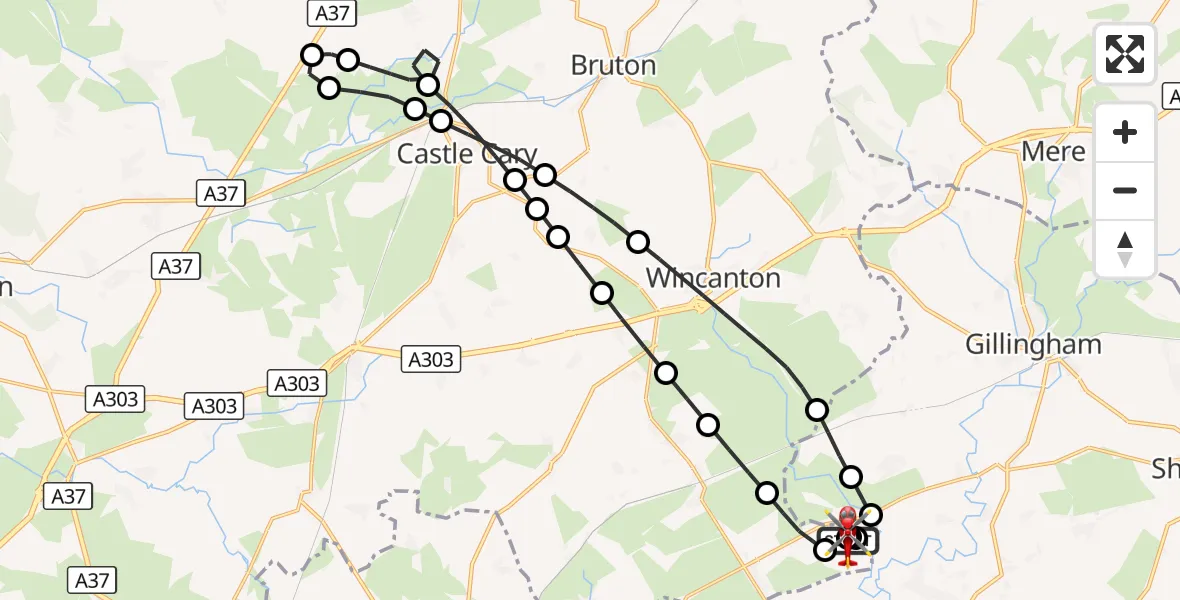 Flight route Air Ambulance Helicopter Henstridge Airfield - Henstridge Airfield, 15 September 2026, 06:58