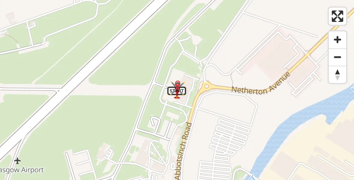 Flight route Air Ambulance Helicopter Glasgow Airport - Glasgow Airport, 15 September 2026, 13:01