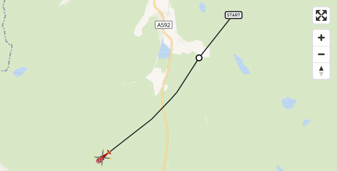Flight route Air Ambulance Helicopter Martindale - Ambleside, 15 September 2026, 13:58
