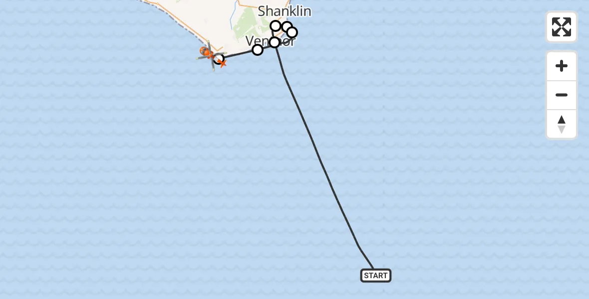 Flight route Coastguard Helicopter English Channel - Niton, 15 September 2026, 14:46