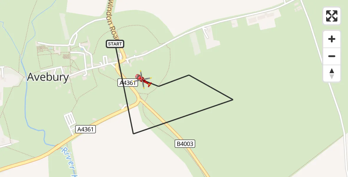 Flight route Air Ambulance Helicopter Beckhampton - Beckhampton, 15 September 2026, 14:59