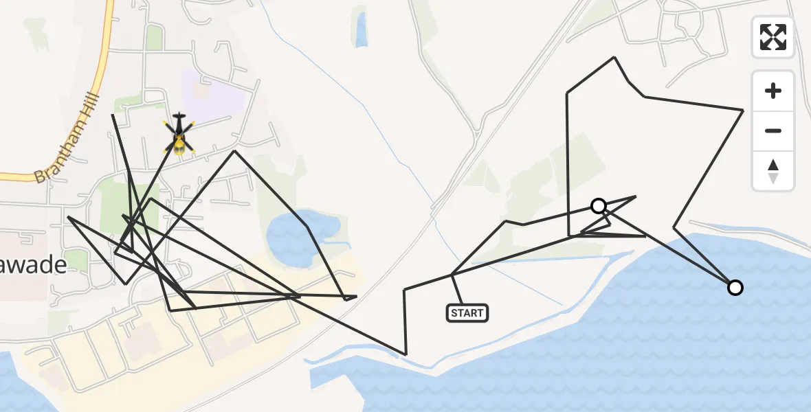 Flight route Police Helicopter Brantham - Brantham, 15 September 2026, 15:49