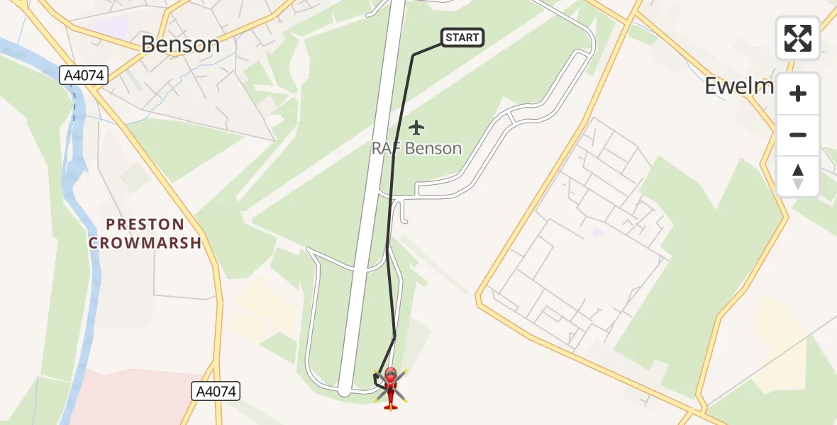 Flight route Air Ambulance Helicopter RAF Benson - RAF Benson, 15 September 2026, 16:44