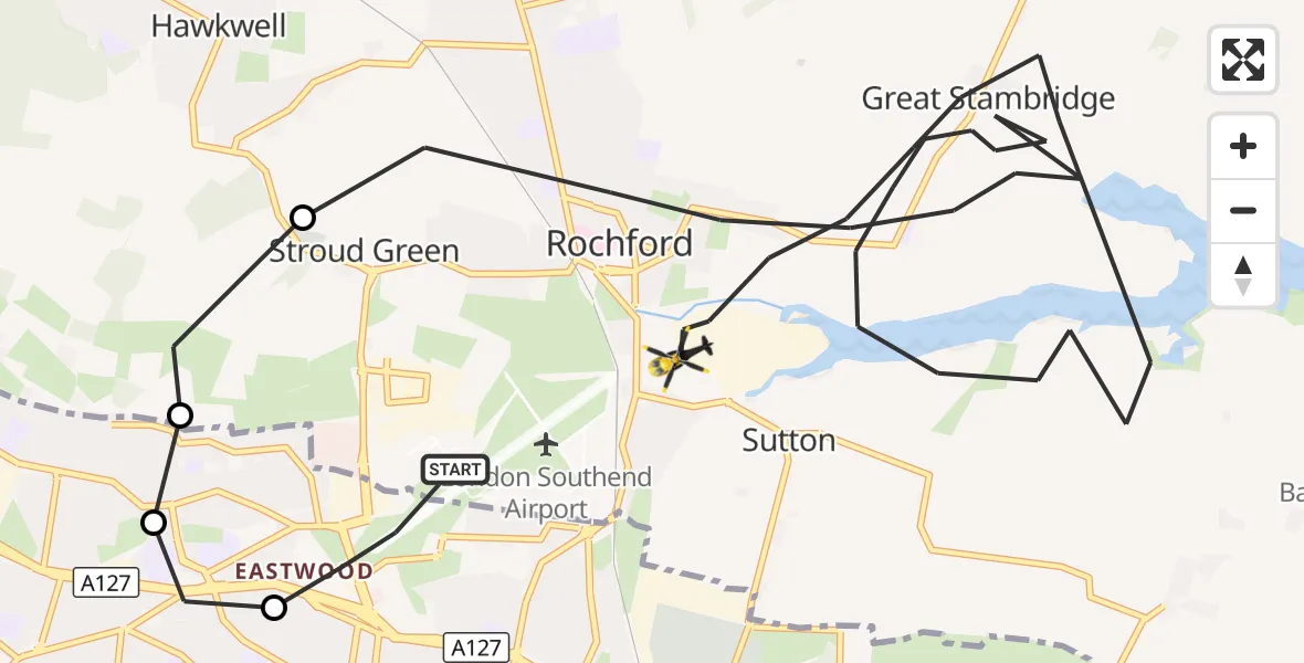 Flight route Police Helicopter London Southend Airport - London Southend Airport, 15 September 2026, 16:51