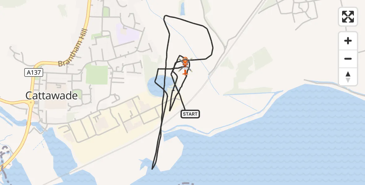 Flight route Coastguard Helicopter Brantham - Brantham, 15 September 2026, 17:15