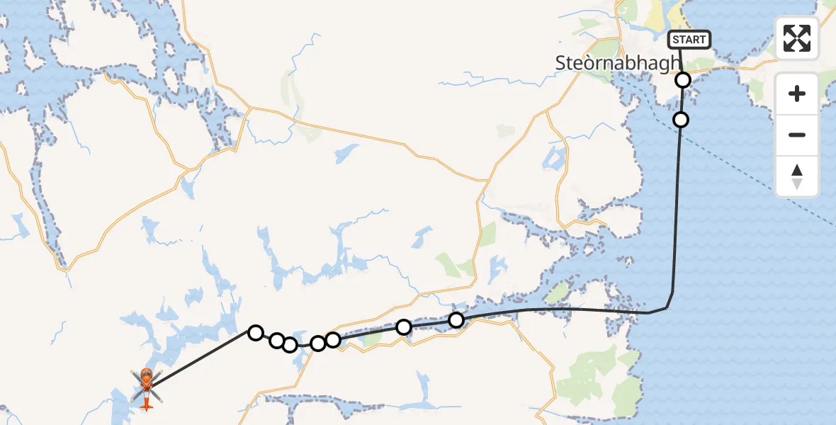 Flight route Coastguard Helicopter Stornoway Airport - Loch Langabhat, 15 September 2026, 18:21
