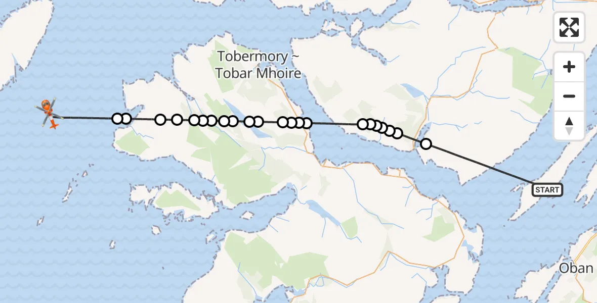 Flight route Coastguard Helicopter Inner Seas - Inner Seas, 15 September 2026, 19:06