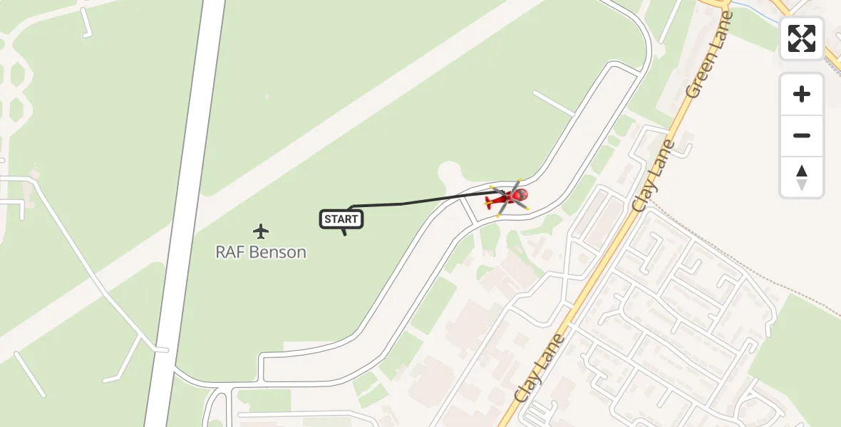 Flight route Air Ambulance Helicopter RAF Benson - RAF Benson, 15 September 2026, 19:12