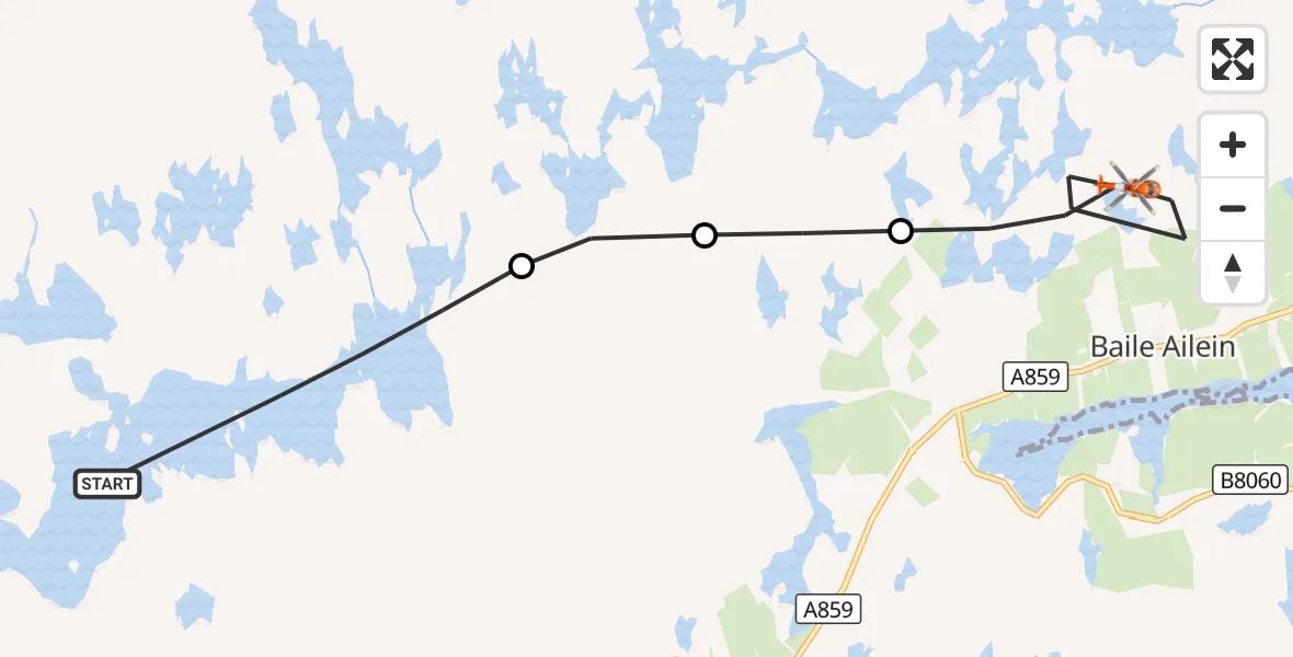 Flight route Coastguard Helicopter Loch Langabhat - Baile Ailein, 15 September 2026, 19:28