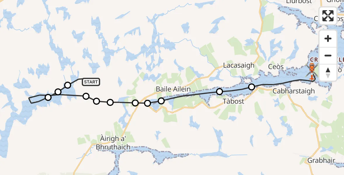 Flight route Coastguard Helicopter Àirigh Sgre - Inner Seas, 15 September 2026, 19:50