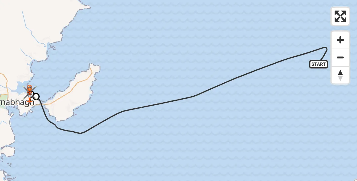 Flight route Coastguard Helicopter Inner Seas - Stornoway Airport, 15 September 2026, 20:29