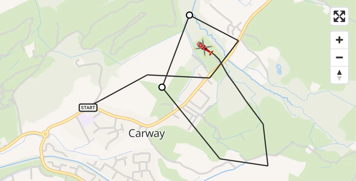 Flight route Air Ambulance Helicopter Carway - Carway, 16 September 2026, 00:23