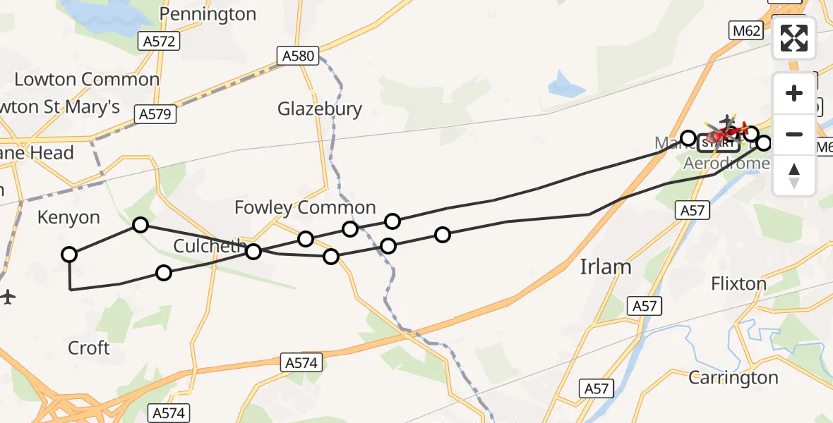 Flight route Air Ambulance Helicopter Manchester Barton Aerodrome - Manchester Barton Aerodrome, 16 September 2026, 07:24