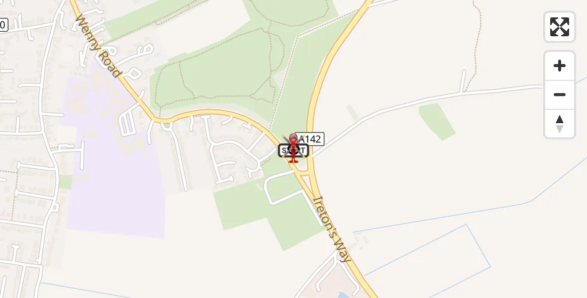 Flight route Air Ambulance Helicopter Chatteris - Manea, 16 September 2026, 10:01