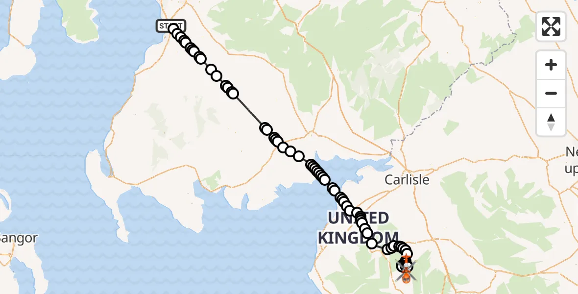 Flight route Coastguard Helicopter Glasgow Prestwick Airport - Glenridding, 16 September 2026, 13:19