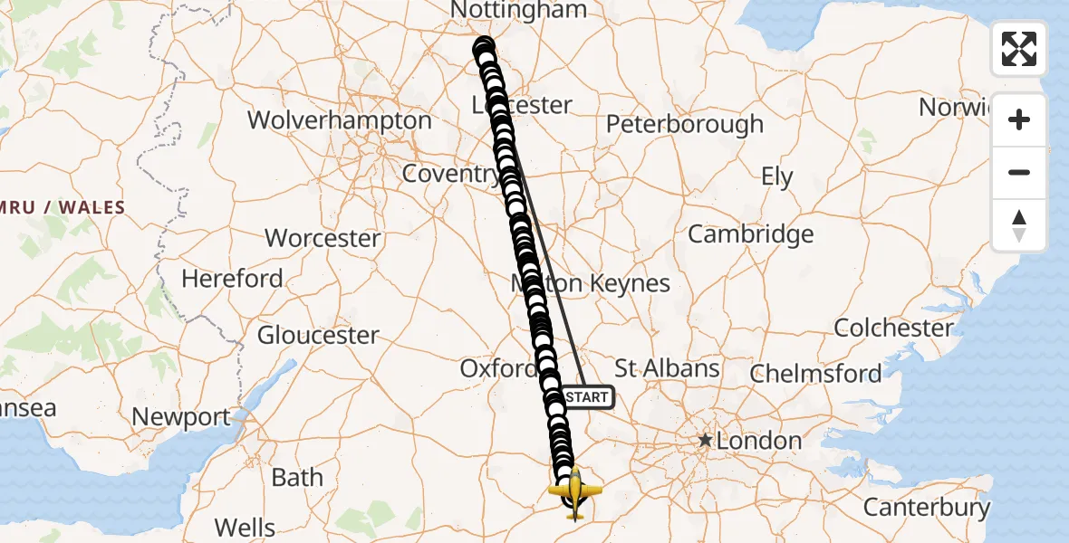 Flight route Police Aircraft Naphill - Blackbushe Airport, 16 September 2026, 13:30