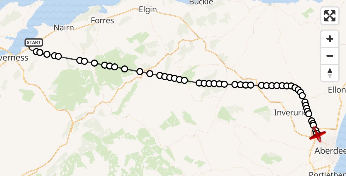 Flight route Air Ambulance Aircraft Inverness - Aberdeen International Airport, 16 September 2026, 16:38