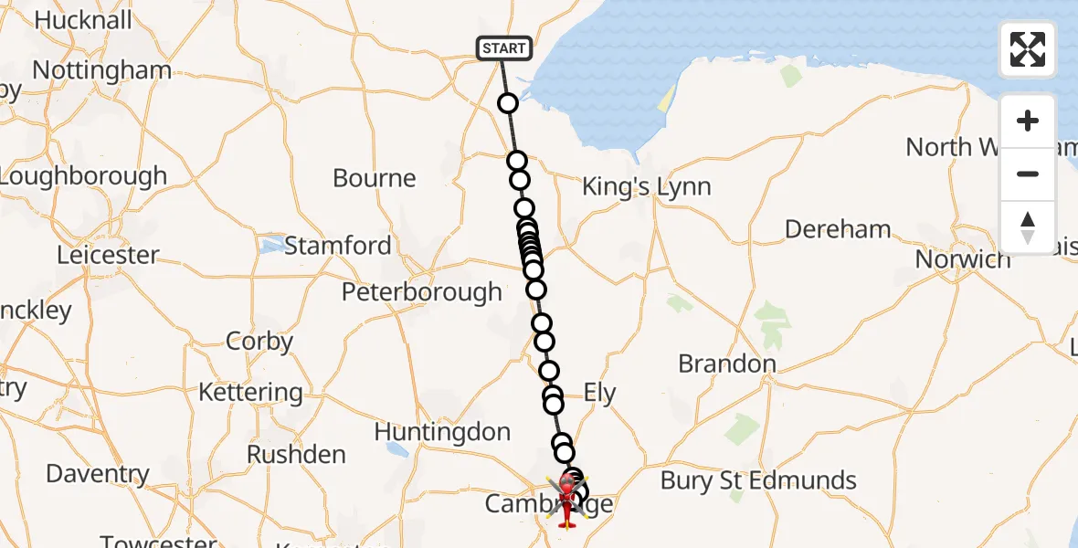 Flight route Air Ambulance Helicopter Boston - Cambridge City Airport, 16 September 2026, 18:05