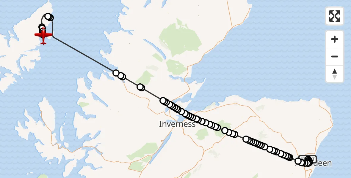 Flight route Air Ambulance Aircraft Bankhead - Stornoway Airport, 17 September 2026, 08:04