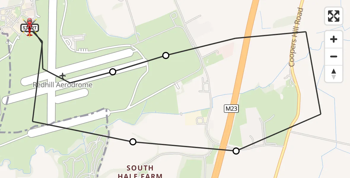 Flight route Air Ambulance Helicopter Redhill Aerodrome - Redhill Aerodrome, 17 September 2026, 08:23