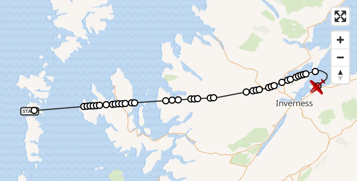 Flight route Air Ambulance Aircraft North Atlantic Ocean - Delnies, 17 September 2026, 11:18